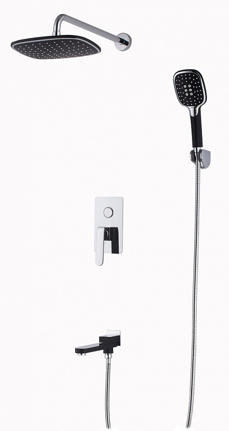Встроенный смеситель для душа хром+черный Ganzer GZ26065-C