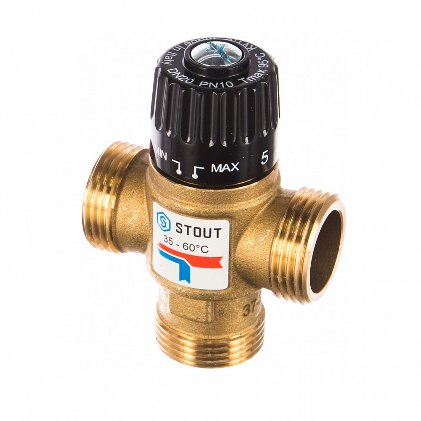 Термостатический смесительный клапан STOUT 1″ 35-60°С