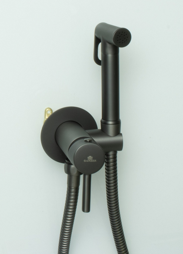 Смеситель встраиваемый для биде круглый (графит) Ganzer GZ42101-Q Set