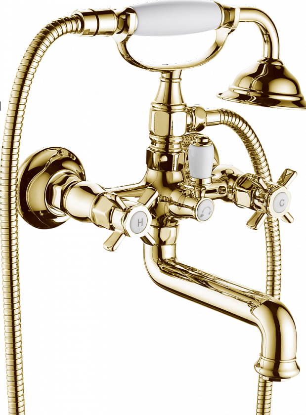 Смеситель для ванны короткий золотой Ganzer 15032-E