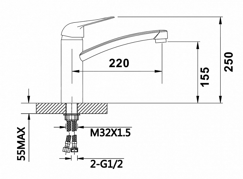 Смеситель для кухни черный Ganzer GZ16033-C