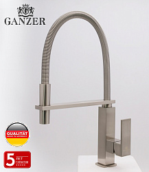 Смеситель для кухни с пружинным изливом сатин Ganzer GZ16037-G Ganzer  Германия