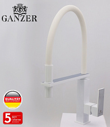Смеситель для кухни с гибким изливом белый Ganzer GZ16037-F Ganzer  Германия