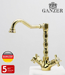 Смеситель для кухни двухвентильный золотой Ganzer GZ15022-E Ganzer  Германия
