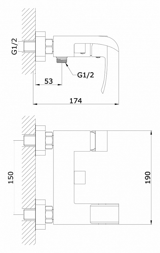 Смеситель для ванны однорычажный Ganzer 44033-F