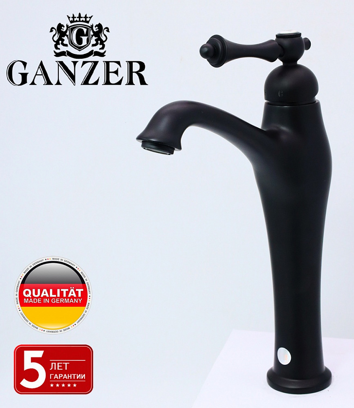 Смеситель для раковины-чаши черный Ganzer GZ77013-C